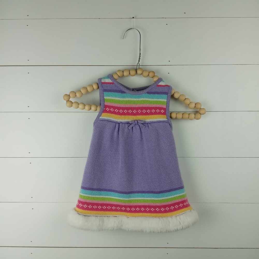 Gymboree girls 6-12 mos purple stripes sleeveless sweater dress